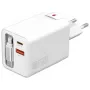 4smarts 541065 GaN Flex Jojo 65W sieťová nabíjačka, 2x USB-C PD + USB-A QC 3.0, zaťahovací USB-C kábel, 100-240V, biela