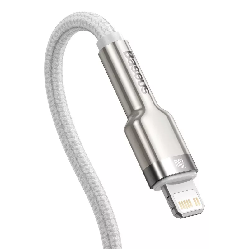 USB-C na Lightning kábel Baseus Cafule 1 m, 20 W, zinkové puzdro, biela
