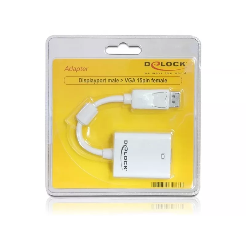 Videokábel adaptér DeLOCK 61766 0,125m VGA DisplayPort biely