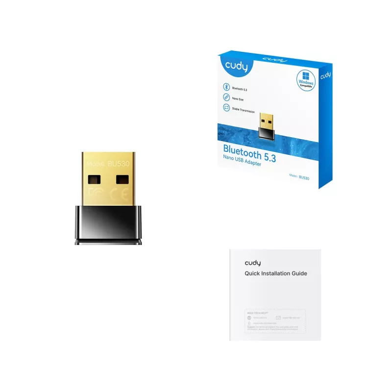 Bluetooth adaptér Cudy BU530 USB Type-A, čierny, Bluetooth výstup, podpora Windows 8.1