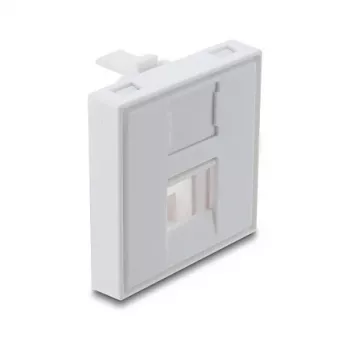 Zacvakávací kryt Keystone modulu 45×45 mm DELOCK Easy 45 pre 1 port, ABS, biely, s prachovou krytkou