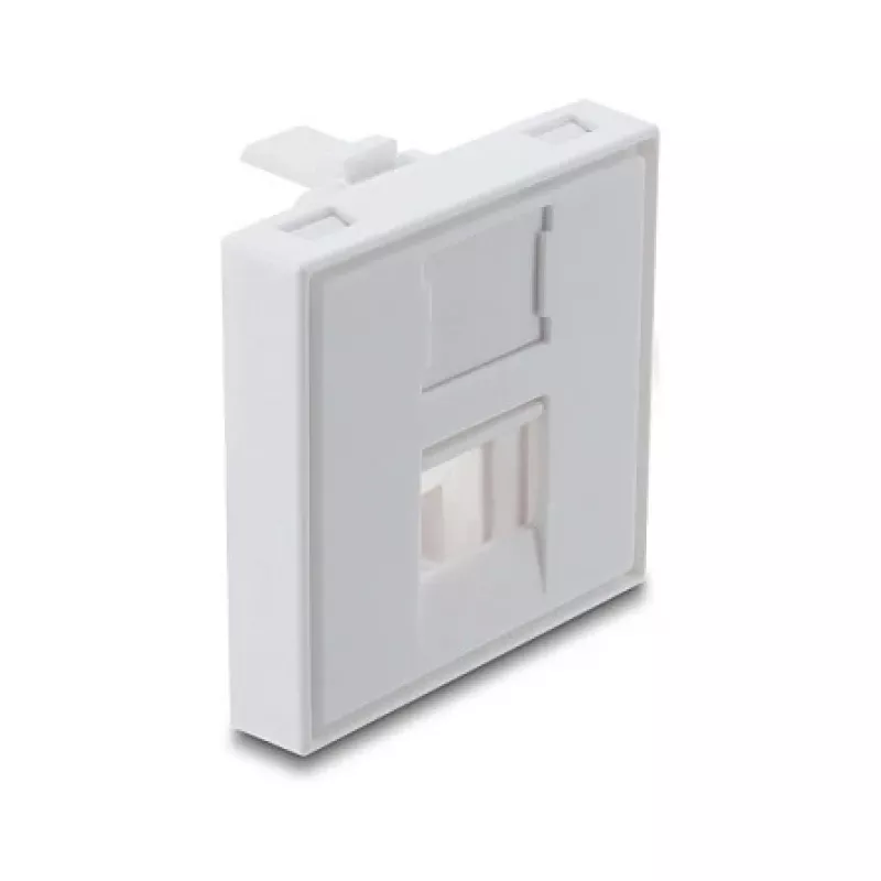Zacvakávací kryt Keystone modulu 45×45 mm DELOCK Easy 45 pre 1 port, ABS, biely, s prachovou krytkou