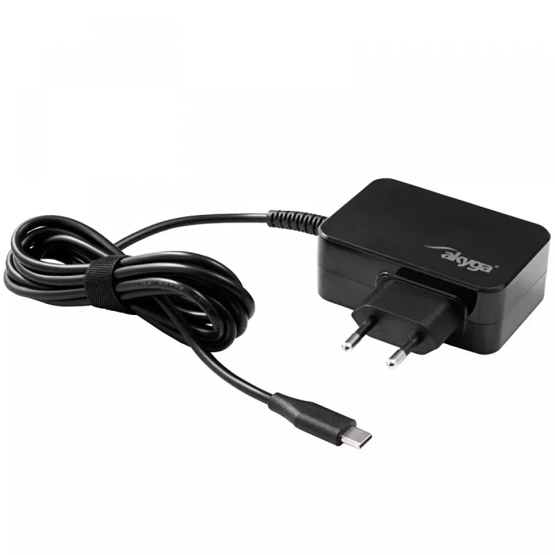 Akyga AK-ND-80 USB-C GaN napájací zdroj pre notebook 45 W, PD 3.0, 5–20 V, 1,8 m kábel, čierny