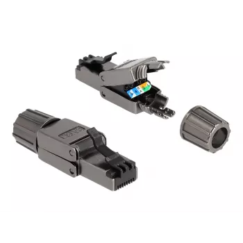 Sieťový kábel DeLOCK RJ45 samec Cat.8.1 STP bez nástrojov čierny