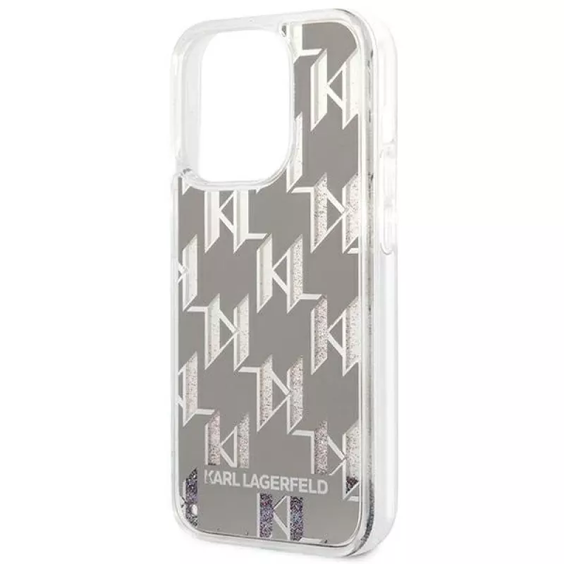 Karl Lagerfeld KLHCP14XLMNMS iPhone 14 Pro Max 6.7 hardcase strieborná / strieborná Liquid Glitter Monogram