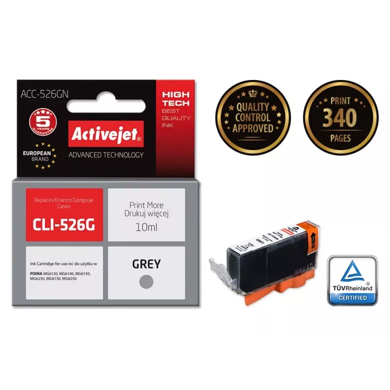 Activejet ACC-526GN atrament (náhrada za Canon CLI-526G; Supreme; 10 ml; sivý)