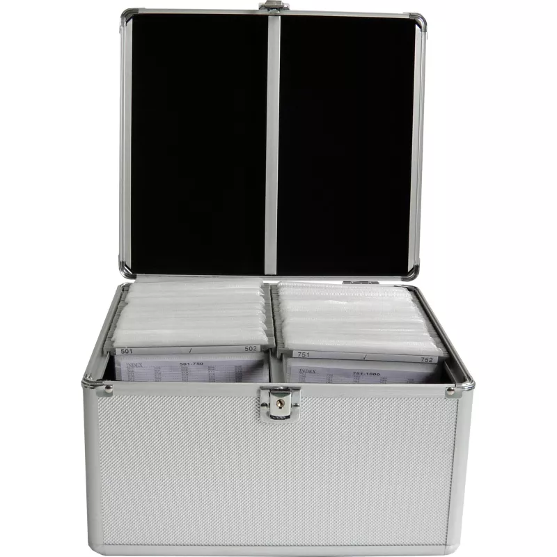 MEDIARANGE BOX76 - úložná krabica - 300 diskov - strieborná - fleece - plast - drevo - 120 mm - hliník