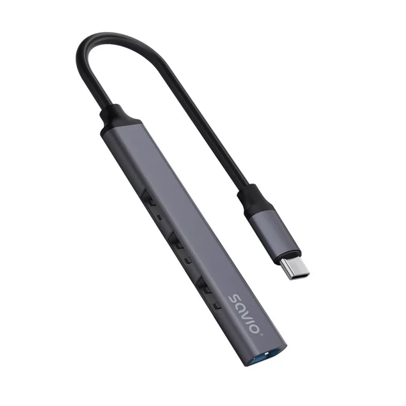 USB 3.0 4-portový hub SAVIO AK-71 s USB-C host, 5000 Mbit/s, 2 roky záruka