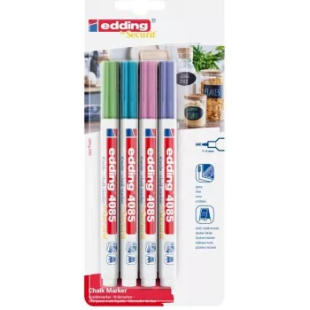 Edding 4085/4W kriedový marker metalický 1–2 mm hrot, 4-dielna sada