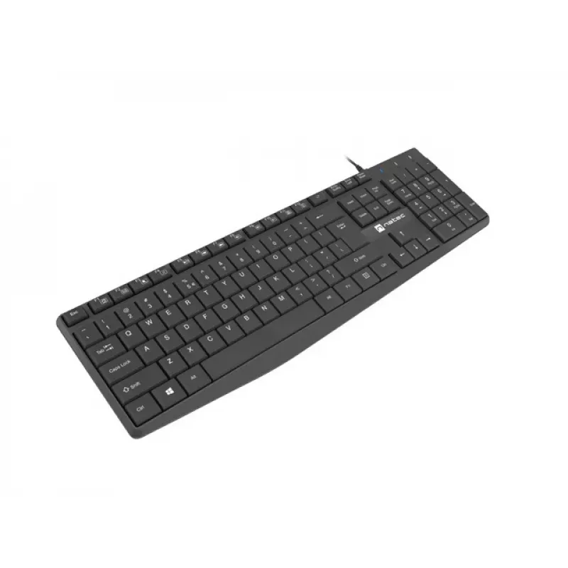 Káblová full-size klávesnica NATEC NAUTILUS NKL-1950 — USB, QWERTY US International, 105 klávesov, čierna