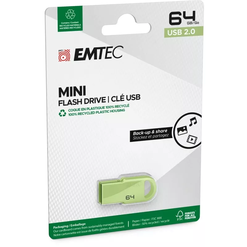 Emtec D250 Mini USB 2.0 flash disk 64 GB, zelený