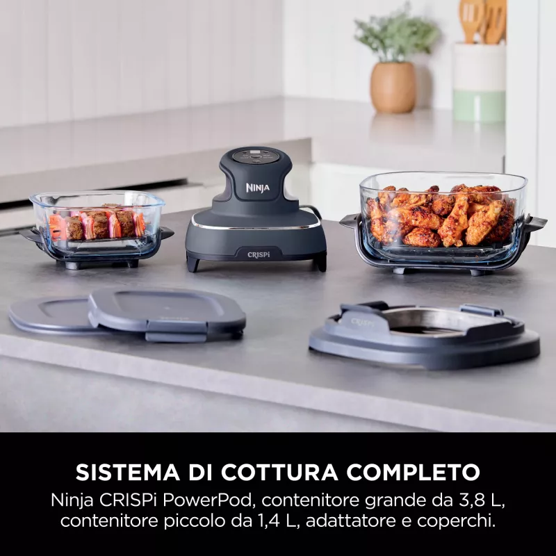 Ninja CRISPi Single 3,8 L 1700 W teplovzdušná fritéza Modrá, Sivá, Transparentná