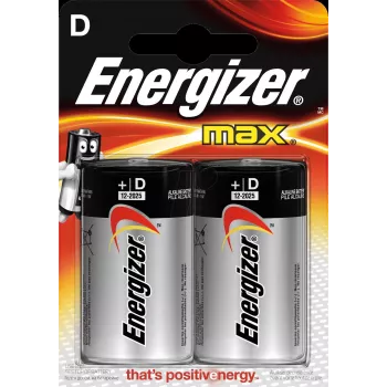 Jednorazová batéria Energizer MAX D alkalická 1,5 V, veľkosť D, 2 ks, valcová, 139 g, trvanlivosť 10 rokov