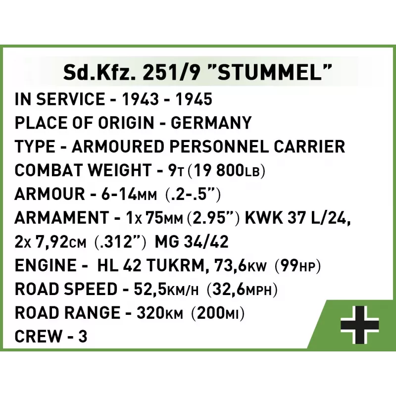 Sd.Kfz. 251/9 Stummel, stavebnica