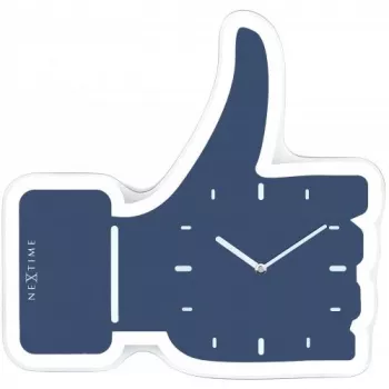 NeXtime hodiny 5185bl Mini Thumbs Up, 20,5x21, nástenné, modré/strieborné