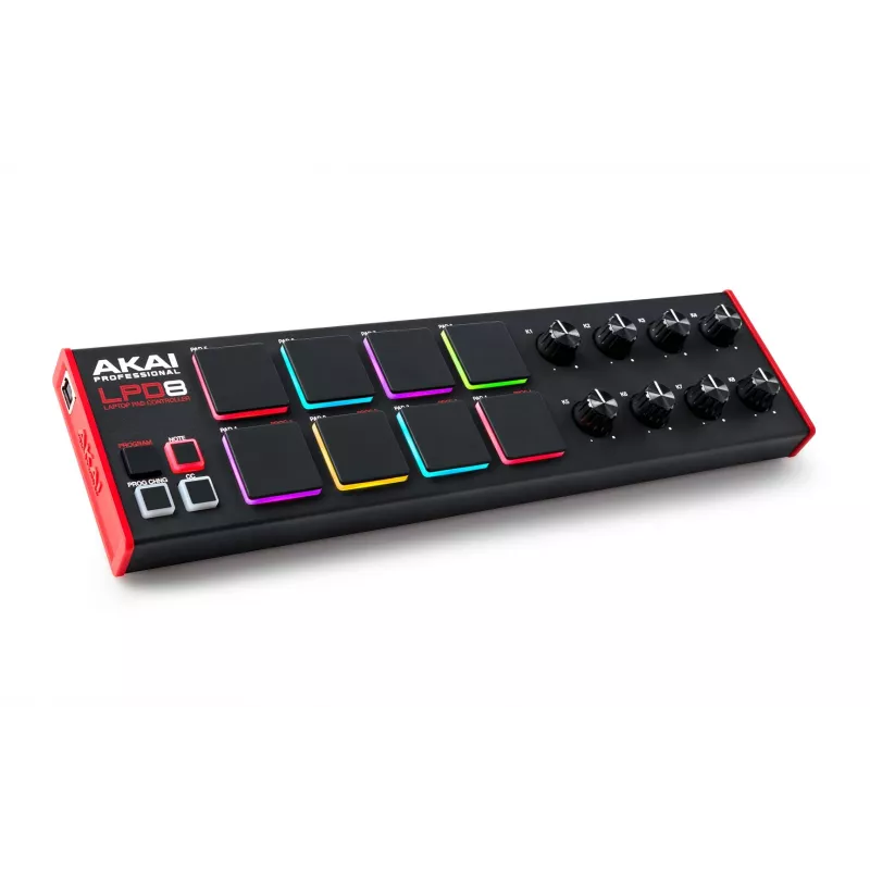 Akai LPD8 MKII MIDI klávesnica 8 klávesov USB čierna, červená