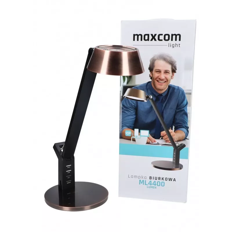 LED stolová lampa MAXCOM ML 4400 — 4400 lumenov, medené prevedenie