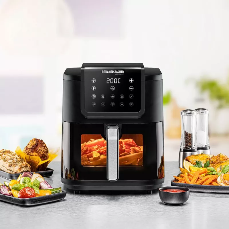 Teplovzdušná fritéza Rommelsbacher FRH 1700 Single 8 L samostatne stojaca 1700 W s 10 programami a LED displejom
