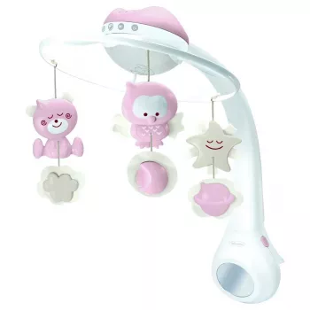 Detská hudobná hračka B-kids 3in1 Infantino 150302050 – pudrovo ružová, 3-in-1 upokojujúca hračka
