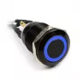 Vandalovzdorný tlačidlový spínač Impactics 19 mm, IP65, modrý LED, čierny