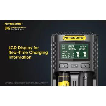 Nitecore UM2 nabíjačka batérií domáce batérie DC lítium-iónové nikel-kadmiové