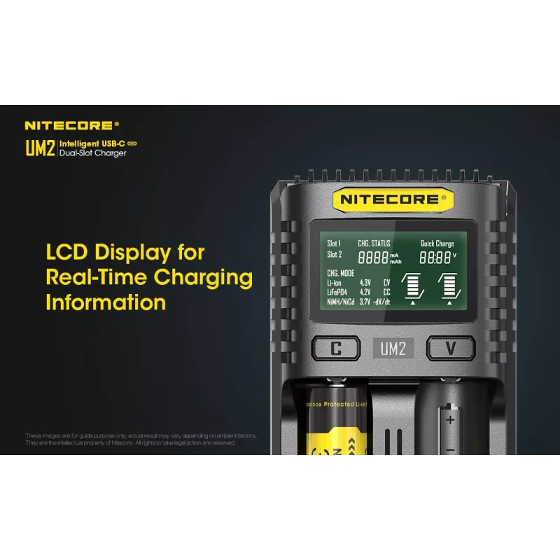 Nitecore UM2 nabíjačka batérií domáce batérie DC lítium-iónové nikel-kadmiové