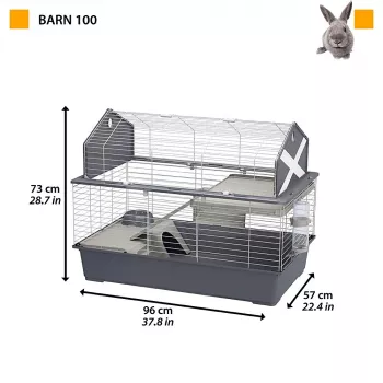 Klietka Ferplast Barn 100 pre králiky a morčatá, kov/plast, 960×570×730 mm, taupe/biela