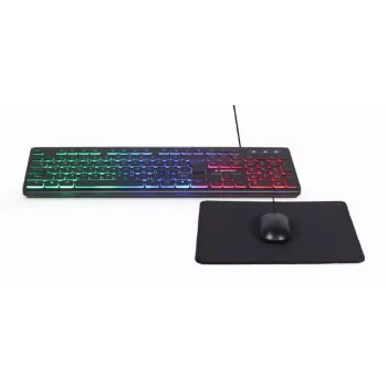 Káblová Full-Size klávesnica s myšou Gembird KBS-UML-01 — USB, QWERTY US, 104 tlačidiel, čierna