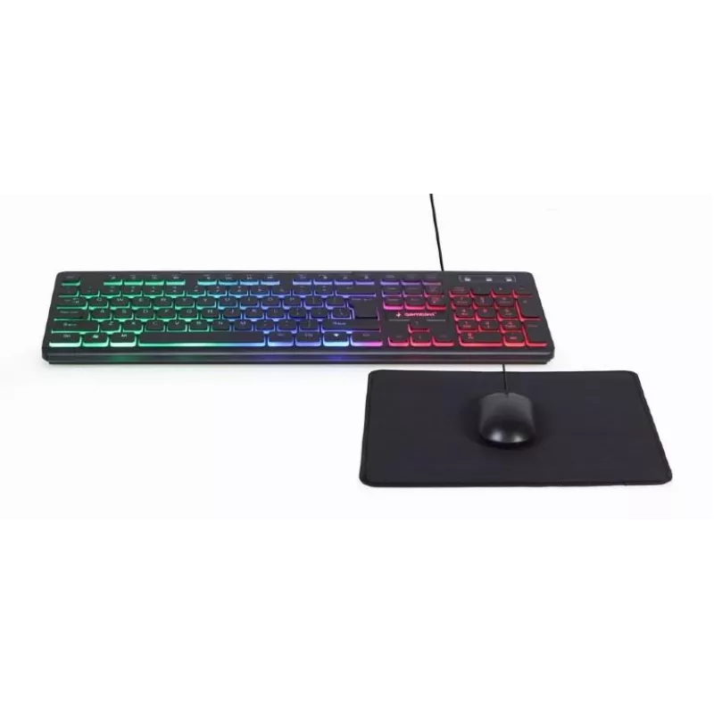 Káblová Full-Size klávesnica s myšou Gembird KBS-UML-01 — USB, QWERTY US, 104 tlačidiel, čierna