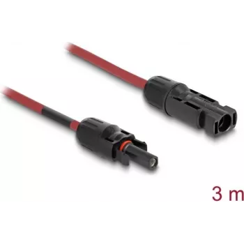 Kábel DELOCK 90971 príslušenstvo k solárnemu panelu, 3 m, prierez žily 4 mm², DL4 konektor samec–samica, 1000 V DC, červený/čierny