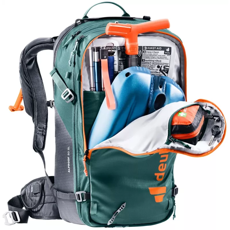 Deuter Alproof 30 SL lavínový batoh - čierny/zelený denim