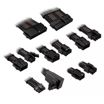 Kábelový/adapterový kit Kolink Core Pro opletené predlžovacie káble 12V-2x6 Typ 2 – hlbokočierna/gunmetal