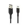 Pletený USB-C na USB-A kábel 15 cm čierny