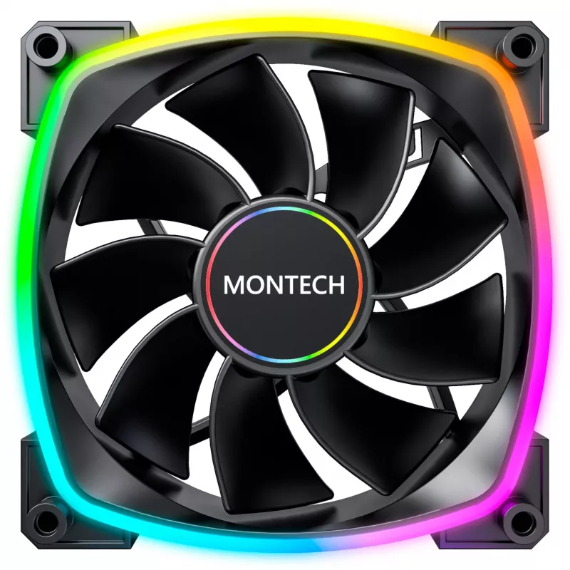 MONTECH RX140 PWM 140 mm ARGB Reverse-Blade skriňový ventilátor - čierny