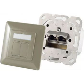Sieťová zásuvka 2 x RJ-45 ShiverPeaks 74280-GR – Cat6a, 500 MHz, kovové puzdro, sivá/strieborná