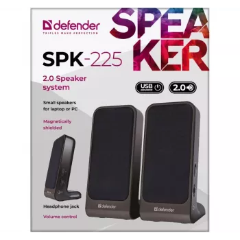 DEFENDER SPK-225 káblové 2.0 reproduktory, 4 W RMS, USB/DC 5 V, 3,5 mm, čierne