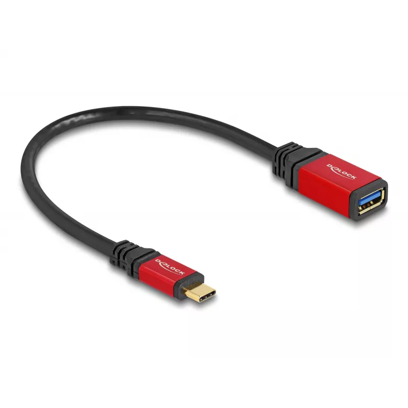 USB adaptér DeLOCK 60172 USB Type-C samec na USB Type-A samica 10 Gbit/s 15 cm červený kov