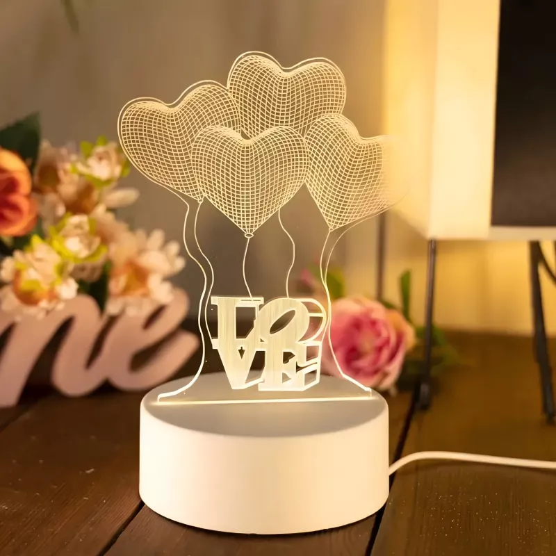 Nočná lampa Extralink HOME 3D optická ilúzia štyri srdcia USB nočná lampa