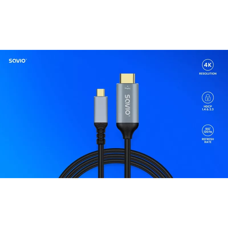 Kábel USB-C na HDMI v2.0b, 3m, meď CL-184
