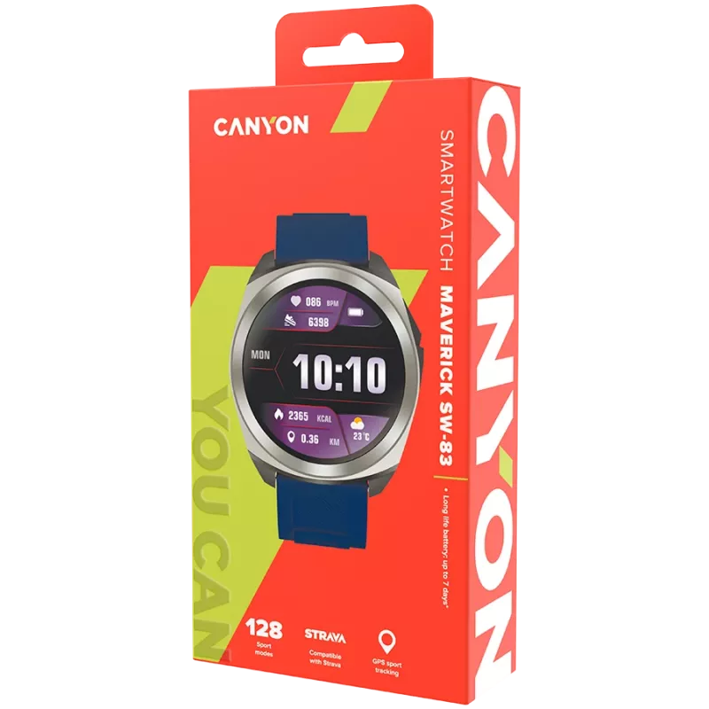 Canyon SW-83 - Maverick - smartwatch - GPS - BT - farba. LCD displej 1,32 palcov - vodotesný IP68