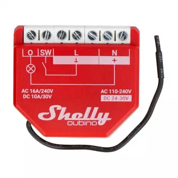 Inteligentný spínač Shelly W 1PM plast 16A 110–240V, Z-Wave, 868,4 MHz, červený, 42×37×16 mm