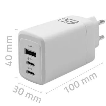 GaN nabíjačka QOLTEC 51822 65W 2×USB A 2×USB‑C