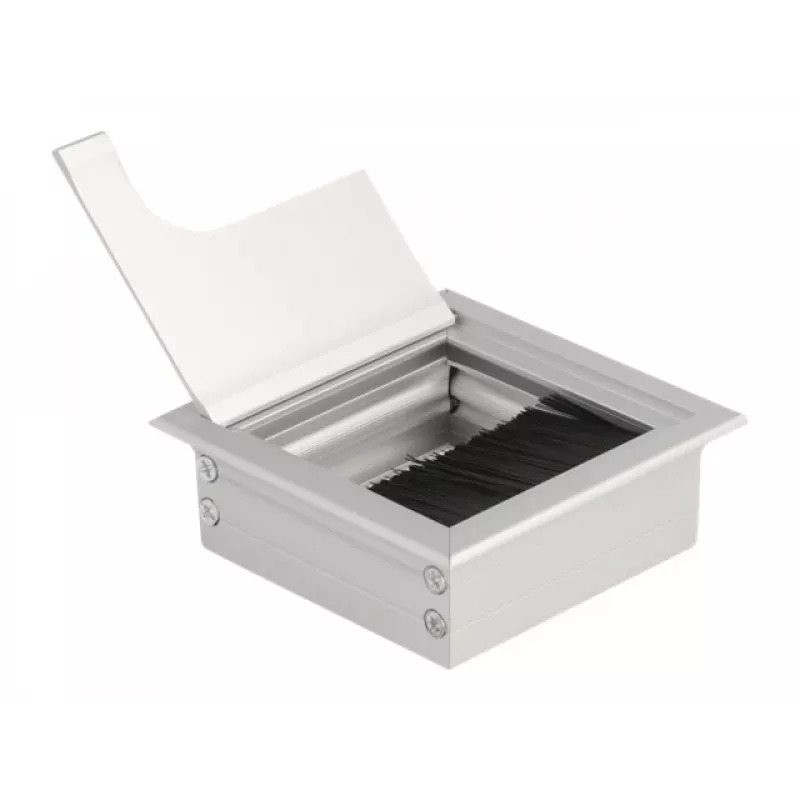 DeLOCK priechodka káblov na montáž na stôl s kefou 80x80x28mm strieborná