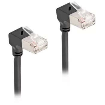 DeLOCK RJ45 sieťový kábel Cat.6A S/FTP tenký 90° nadol 2 m čierny