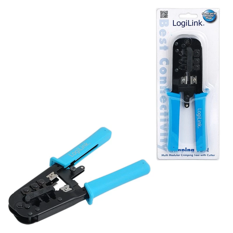 LogiLink WZ0019 multimodulárne krimpovacie kliešte, 8P/6P/4P, čierne/modré