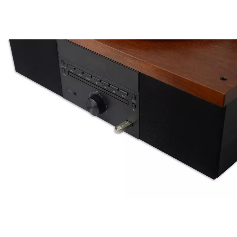 Gramofón AKAI ATT-14BT s Bluetooth, remeňovým pohonom, integrovaným fono predzosilňovačom, USB výstupom