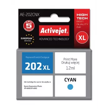 Activejet AE-202CNX atrament (náhrada za Epson 202XL H24010; Supreme; 12 ml; azúrová)