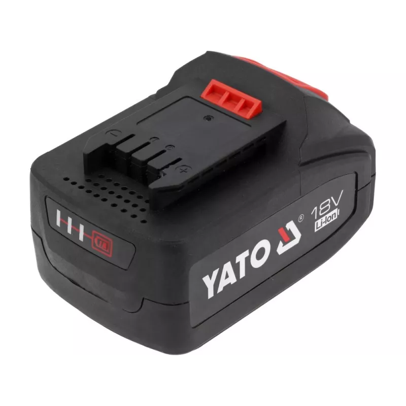 Batéria pre bezdrôtové náradie YATO YT-828463 — Li‑Ion 18V 4Ah, červená, indikátor nabíjania