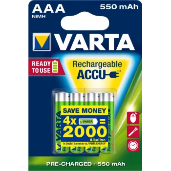 Nabíjateľná batéria Varta Ready2Use HR03 AAA 4 ks
