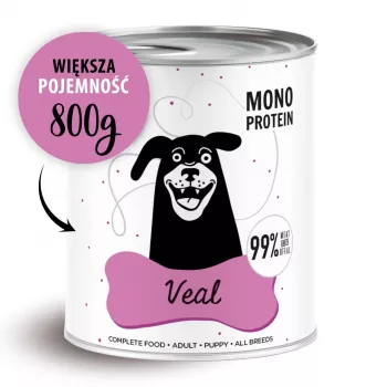 Mokré krmivo pre psov PAKA ZWIERZAKA Pepe Veal 800 g – plnohodnotné bezobilné krmivo pre dospelých